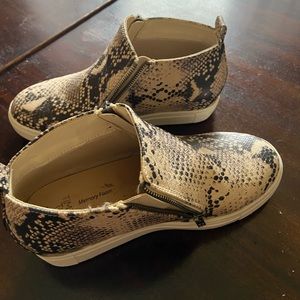 Snake skin sneaker booties